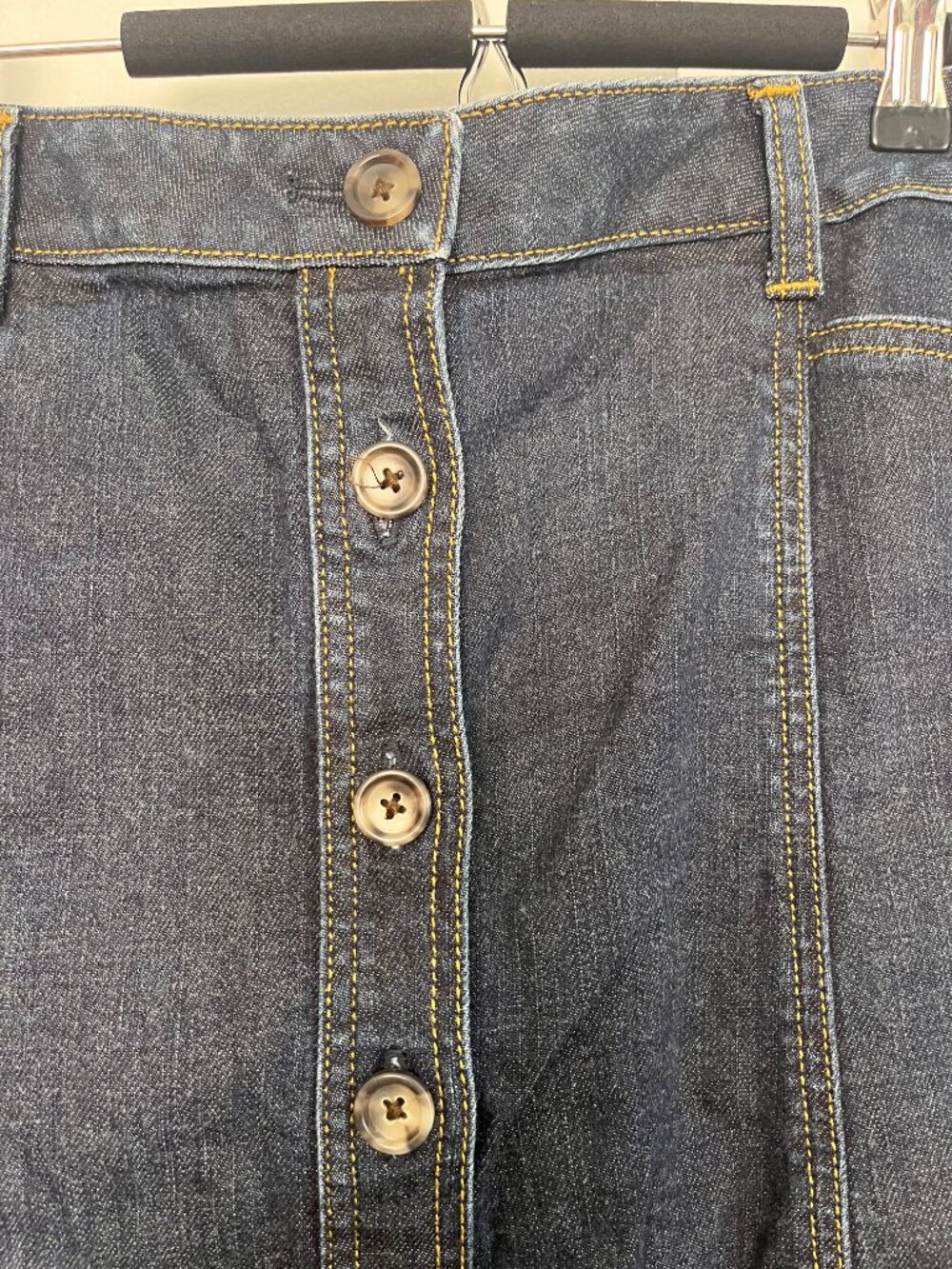 Ann Taylor A-line denim skirt, button front — size 8P - Picture 2 of 3